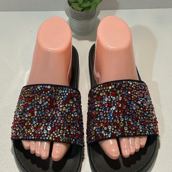Colorful Rhinestone Slide Sandals - Picture 2 of 5